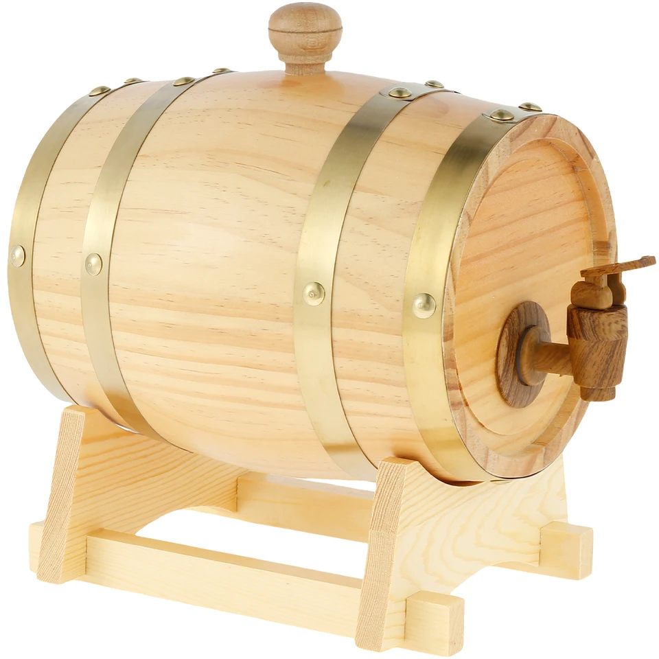 Drevené víno s hlavňou 1,5 l borovicové drevo pivo s hlavňou tesniaci whisky barel dávkovač prémiový brandy vedierko v víne s hlavňou s kohútikom
