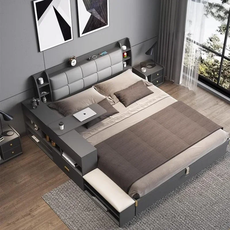 Drevené čelo postele Rámové zásuvky Moderné elegantné luxusné postele rám Plne kráľ kráľovná veľkosť Moderno Lujo spálňový nábytok