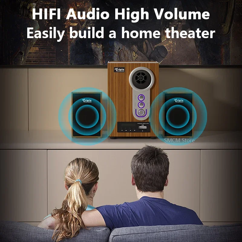 Drevený počítač Bluetooth reproduktor multimediálny dom subwoofer Power Music Center Podpora pre počítačové reproduktory prenosný počítač prenosný počítač