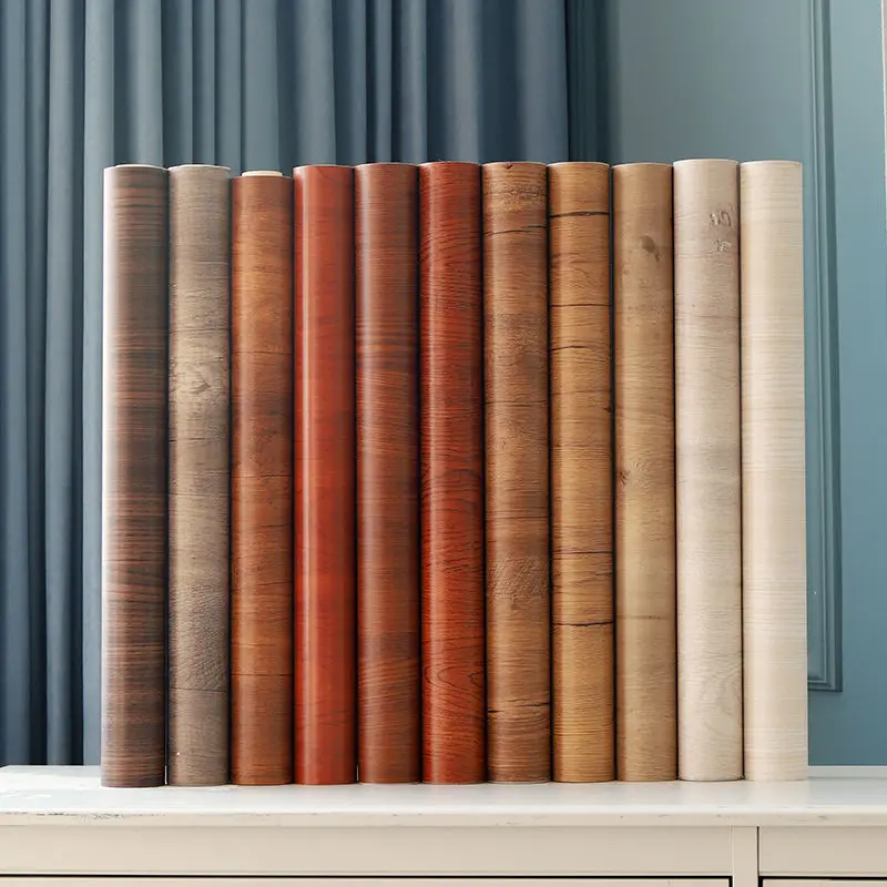 Drevený vzor vinylu Kontaktný papier Renovácia Kuchynské skrinky na stenu nálepka Domov dekorácie DIY PVC Self Adhesive Nepremokavé tapety