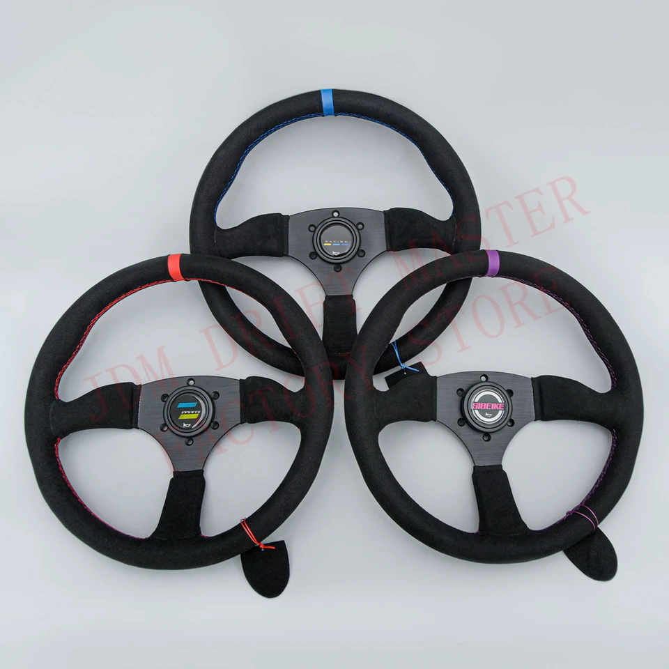 Drift auta 14 '' Suede Leather Lyžica volant JDM Deep Dish Racing Sport Greddy volant