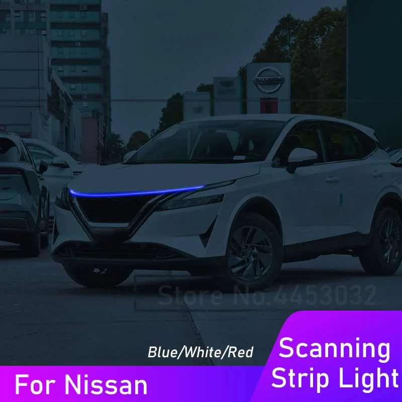 DRL LED Strip CAR HOOD Svetlo pre Nissan Qashqai kopne Altima Teana X-Trail 12V Scanning Effect Denné žiarovky