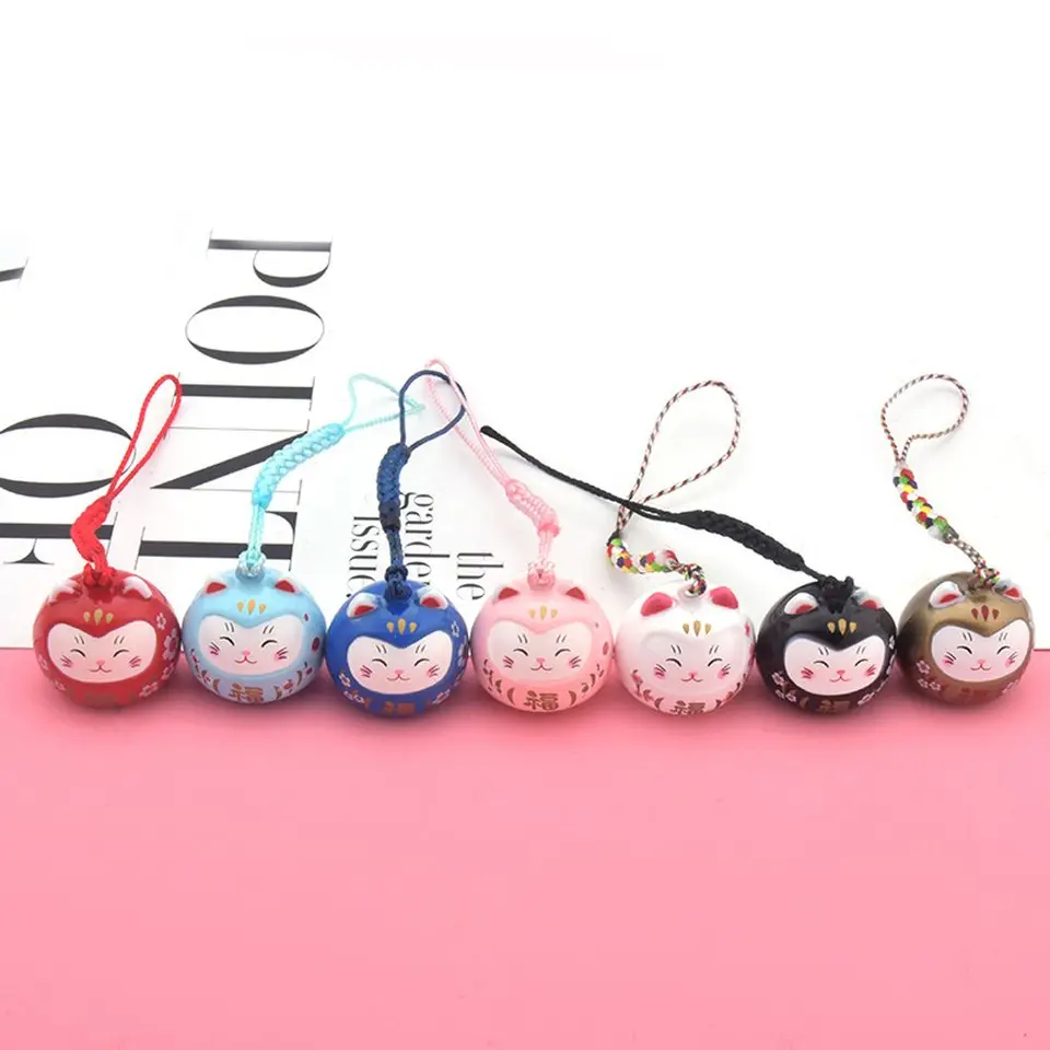 Drobky karikatúry Kľúčenka Kľúčový prívesok Pendant Pendant Keyring Telefón Charm mobilný telefón remienok japonský šťastný mačka kľúče keychain maneki neko