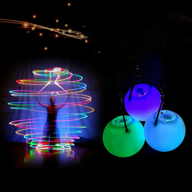 Drop Shipping 1 kusy brušné tanečné loptičky RGB Glow LED poi vyhodené gule pre brušné tanečné ruky rekvizity pódium Performance Accessories