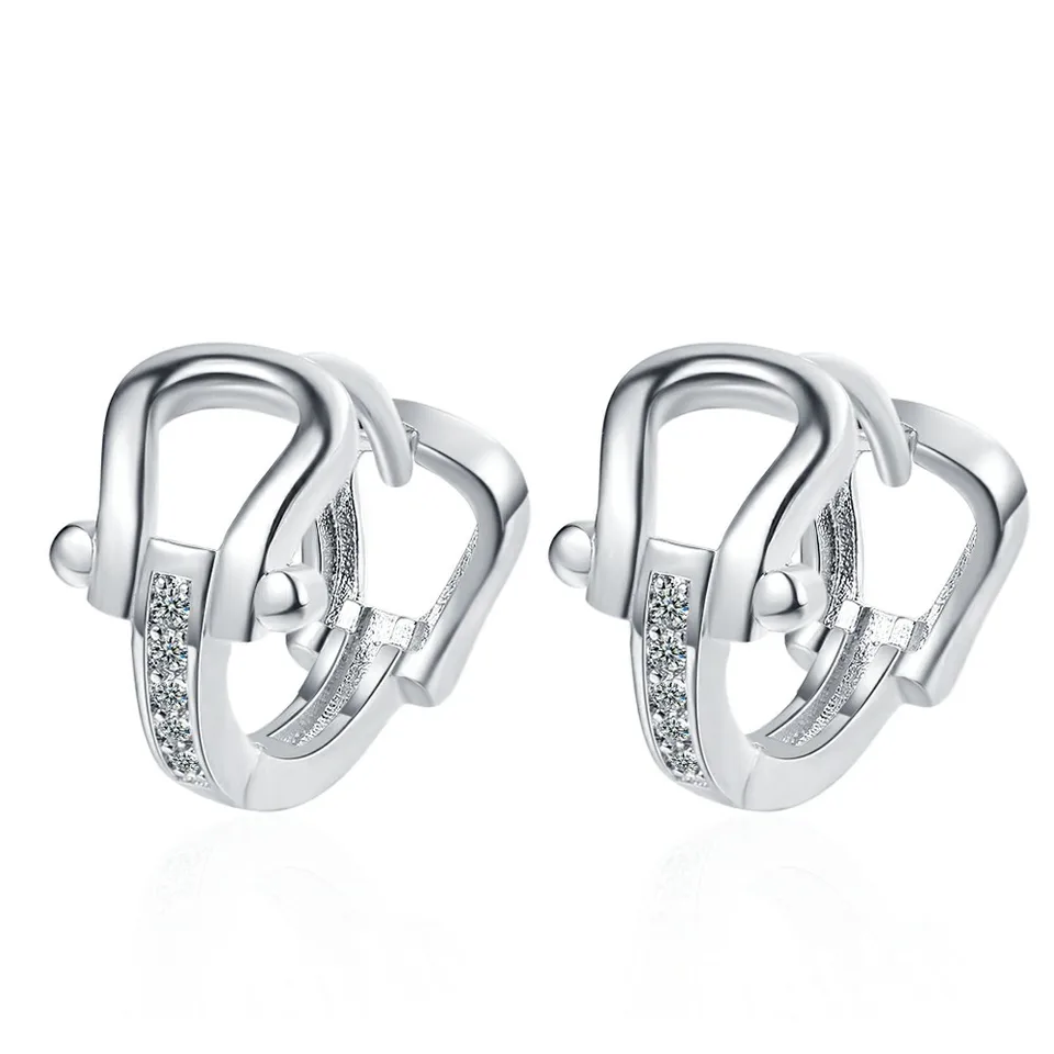 Drop Shipping 925 Sterling Silver naplnené koňské topánky obruč náušnice podkov Uzasok náušnice šperky dám na Valentína