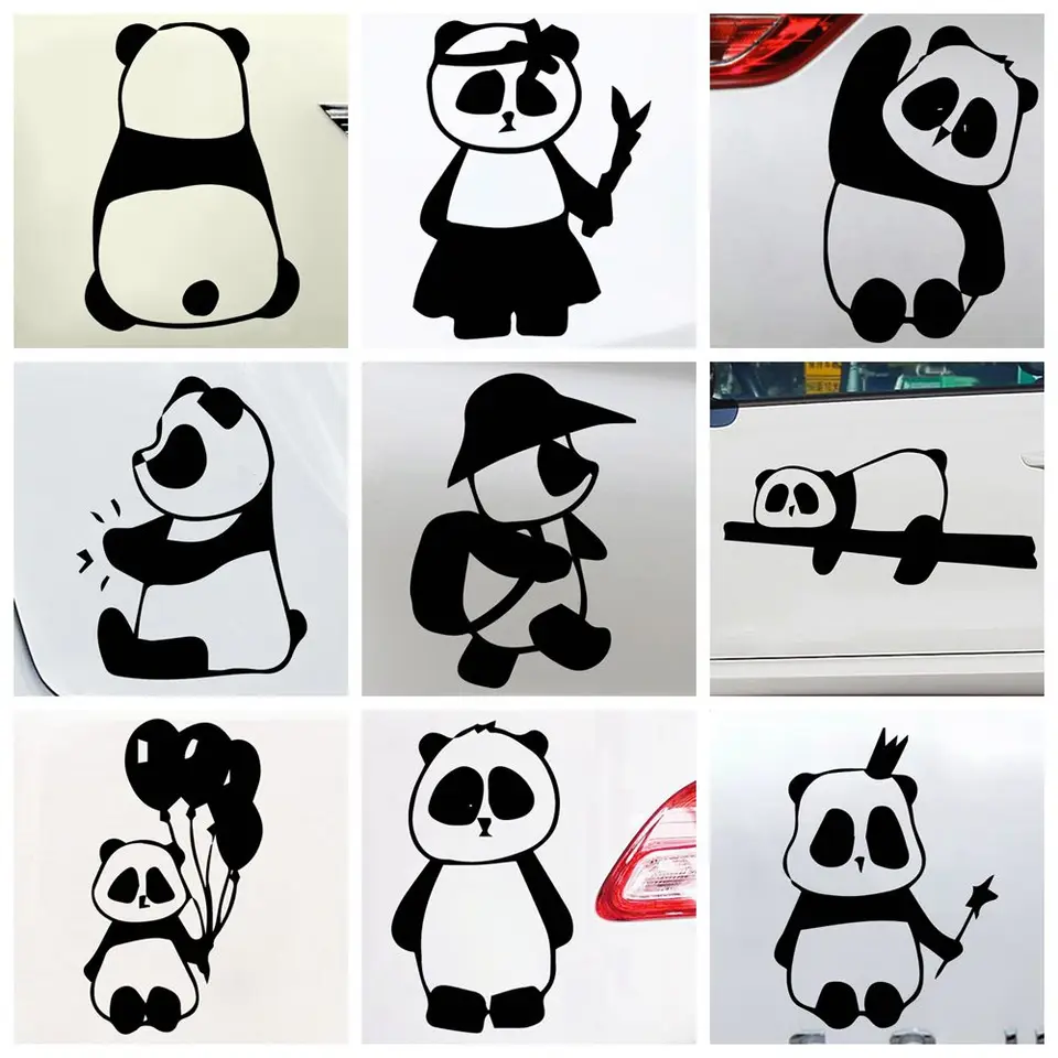 Drop Shipping Panda Auto Príslušenstvo Vonkajšia módna módna vinyl dekoratívna čierna/biela