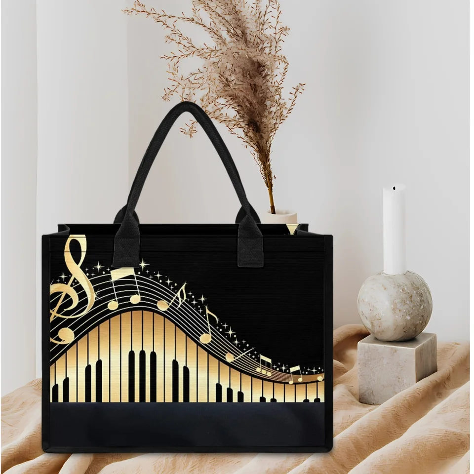 Drops Loď zlaté poznámky Piano kľúče hudba Art Art Kabelka veľká kapacita pre voľný čas na cestovanie