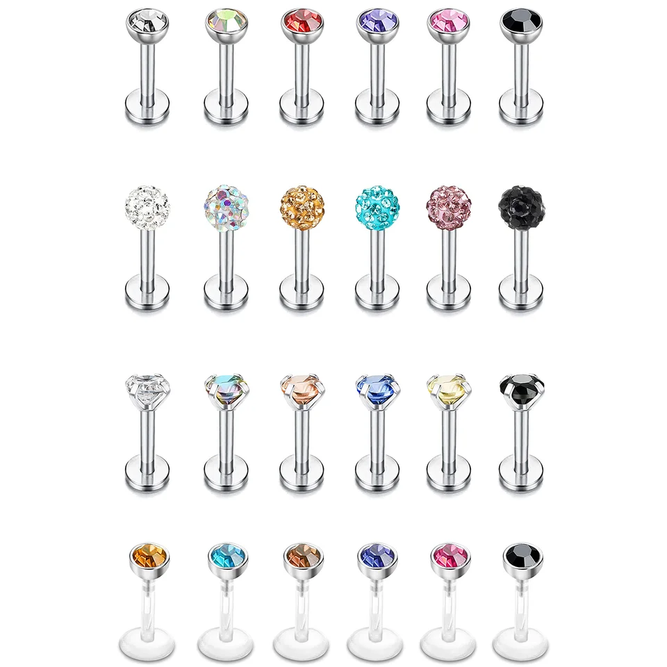 Drperfect 16g z nehrdzavejúcej ocele Labret Lab Monroe Medusa Stud Piercing for Women Piercing Chrup