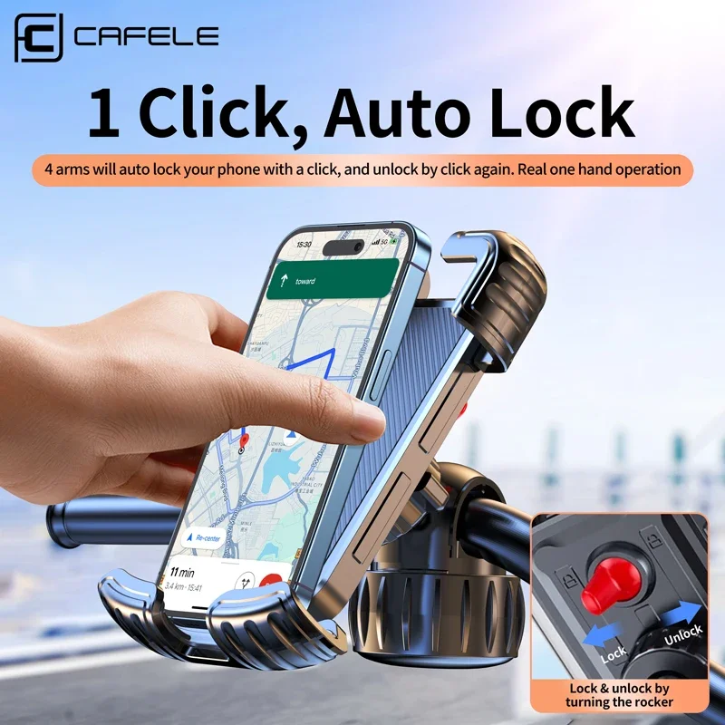 Držiak mobilného telefónu Cafele MotoCykel Držiteľ mobilných telefónov Anti-Shake Universal Scooter Bicycle Riding Dveľ pre 4,7-7.2 