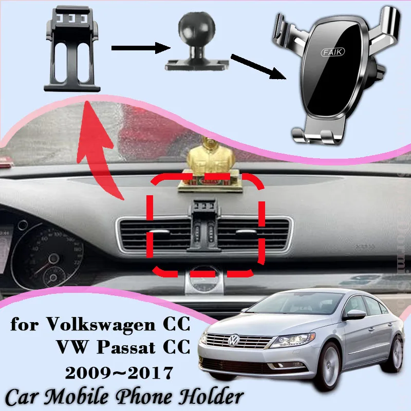 Držiak mobilného telefónu pre mobilný telefón pre Volkswagen CC VW Passat CC 2009 ~ 2017 Air Vent CAR MOBET MOBILNÉ DOPLNENIE Gravitačné príslušenstvo