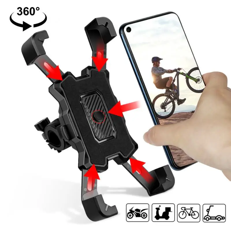 Držiak na bicykel Bike Phone 360 ​​° Zobraziť Universal Bicycle Telefón Držiak s nárazovým odvzdušňovačom pre klip GPS na bicykli mobilných telefónov