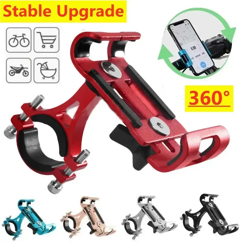 Držiak na bicykel Phone 360 ​​Rotate Metal Hliníková zliatina Anti-Slip Bracket Support GPS Clip Bike Bike Motocykel stojan pre iPhone