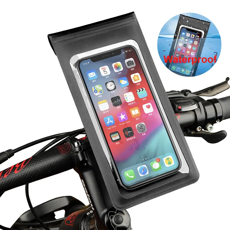 Držiak na bicykli nepremokavé puzdro na bicykel vrecka TPU TPU Touch obrazovky s dažďovým krytom zrkadlové zrkadlo Motocykel stojan na motocykle