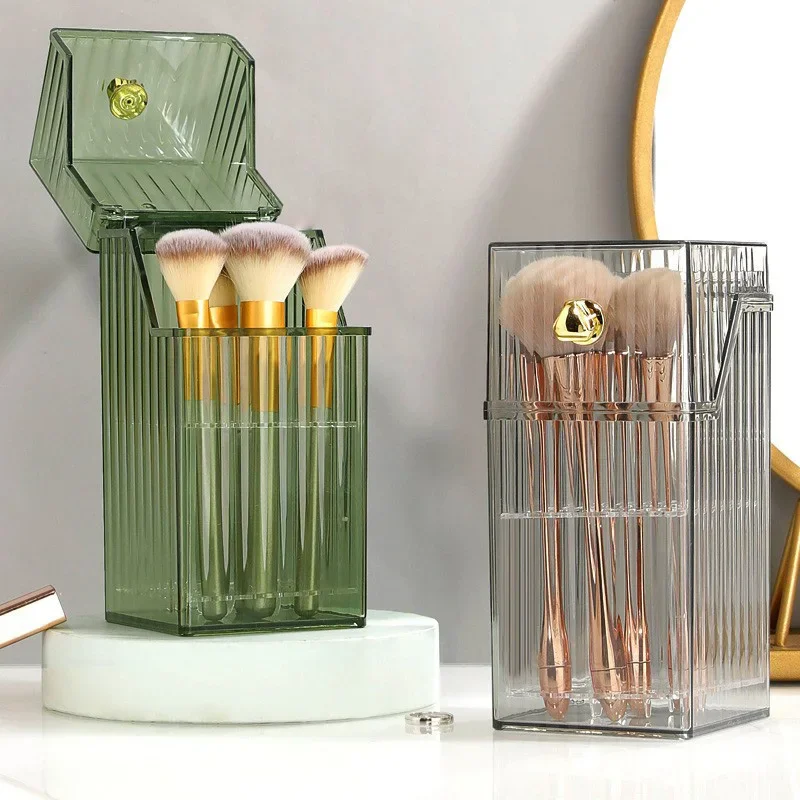 Držiak na kefu na make -up kefu Drh nepremokavý vodotesný make -up kefka Storage Box Plastické číry obočie ceruzka Cosmetics Organizátor