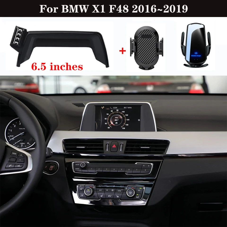 Držiak telefónu automobilov pre BMW X1 F48 2016 ~ 2019 6,5-palcový panel pevná základňa 15 W bezdrôtové nabíjanie držiaka telefónu MONT