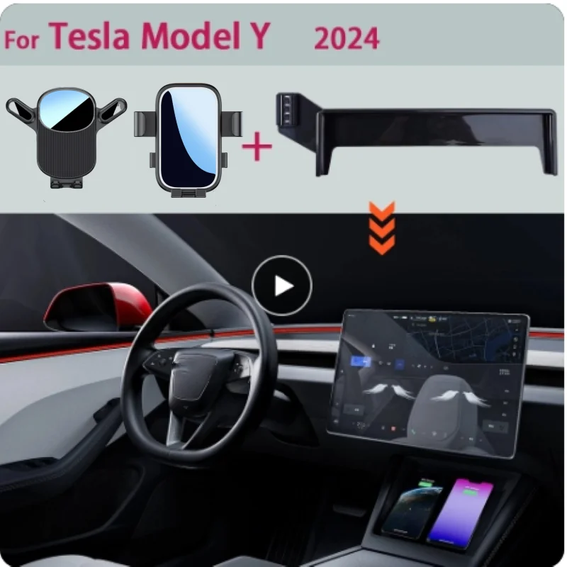 Držiak telefónu automobilov pre Tesla Model Y 2024 2025 Multimediálna obrazovka pevná základňa nabíjacie vozidlo Stojan Mobilný telefón