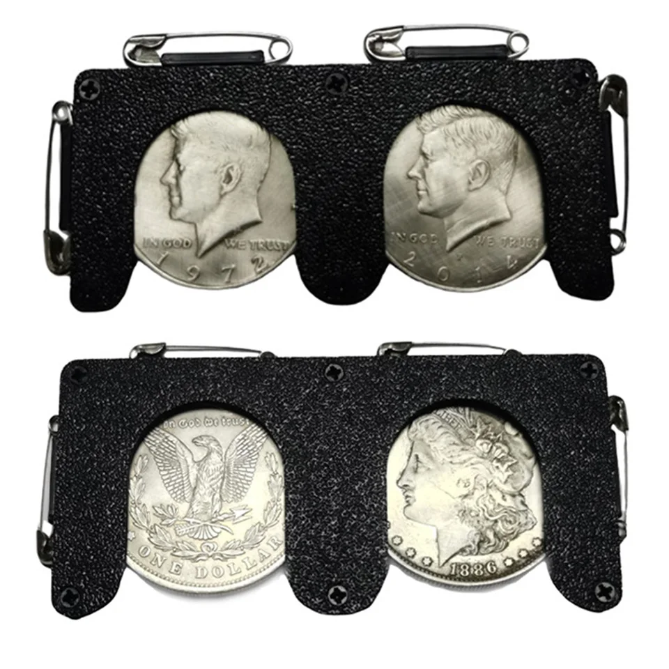 Držiteľ mincí (Morgan/Half Dollar, No Coins) Magické triky produkujú dve mince magické príslušenstvo Close-up ilúzie trik
