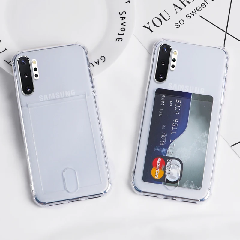 Držiteľ módnej kreditnej karty Transparent Case pre Samsung Galaxy S24 Ultra S23 Fe S22 Plus A12 A32 A52 A13 A23 A33 A53 TPU Cover