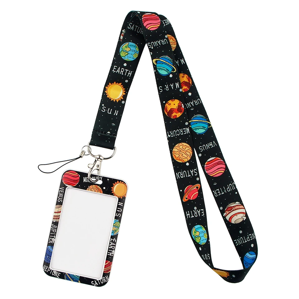 Držiteľ poverenia Slávne planéty ID šnúrky Držiteľ odznaku Key Ring Bag Študent Žena Travel banka Obsluha Obsluha Kľúčový karta Keychain
