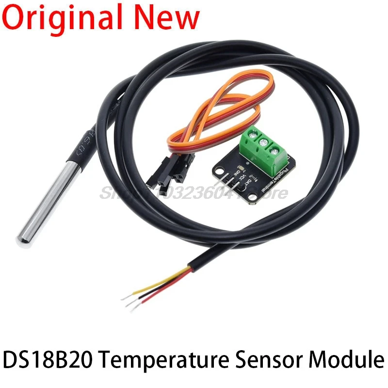 DS18B20 Teplotný senzor modulu Modul Waterproof 100 cm Digitálny snímač kábla z nehrdzavejúcej ocele Terminálový adaptér pre Arduino