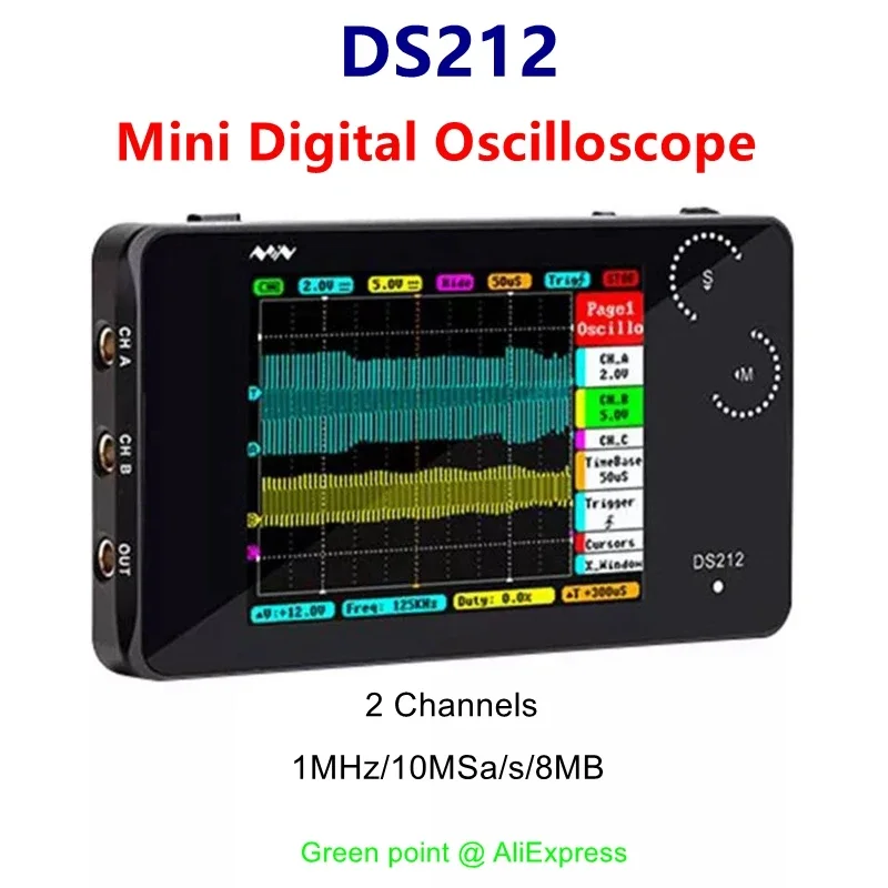 DS212 SMART 2 KANANY DIGITÁLNE DIGITÁLNE Osciloskopové dotykové rozhranie USB rozhranie 1MHZ 8 MB 10MSA/S