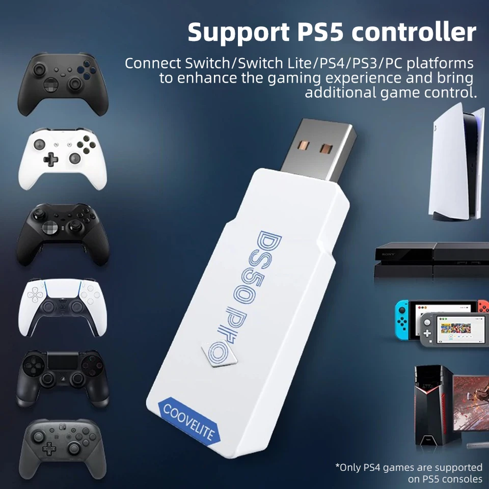 DS50 Pro GamePad Converter pre PS5 PS4 Xbox Elite Pro Controllers USB prijímač Bluetooth Ovládač bezdrôtového adaptéra pre prepínač