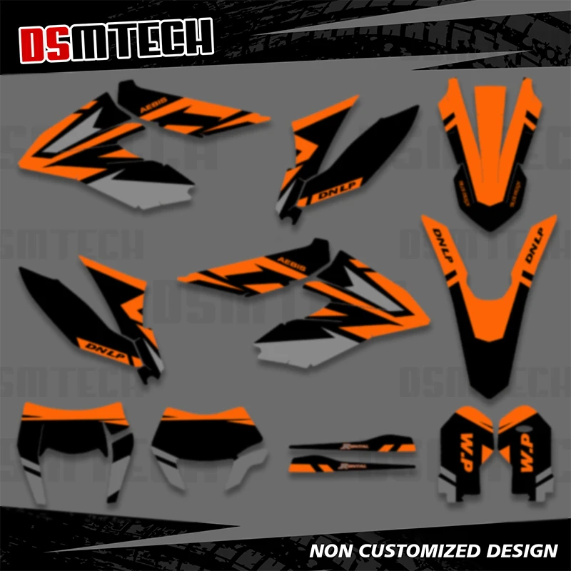 DSMTech Full Graphics Decals Nálepky súpravy súpravy vlastného čísla pre KTM freeride 250 350 2012-2021