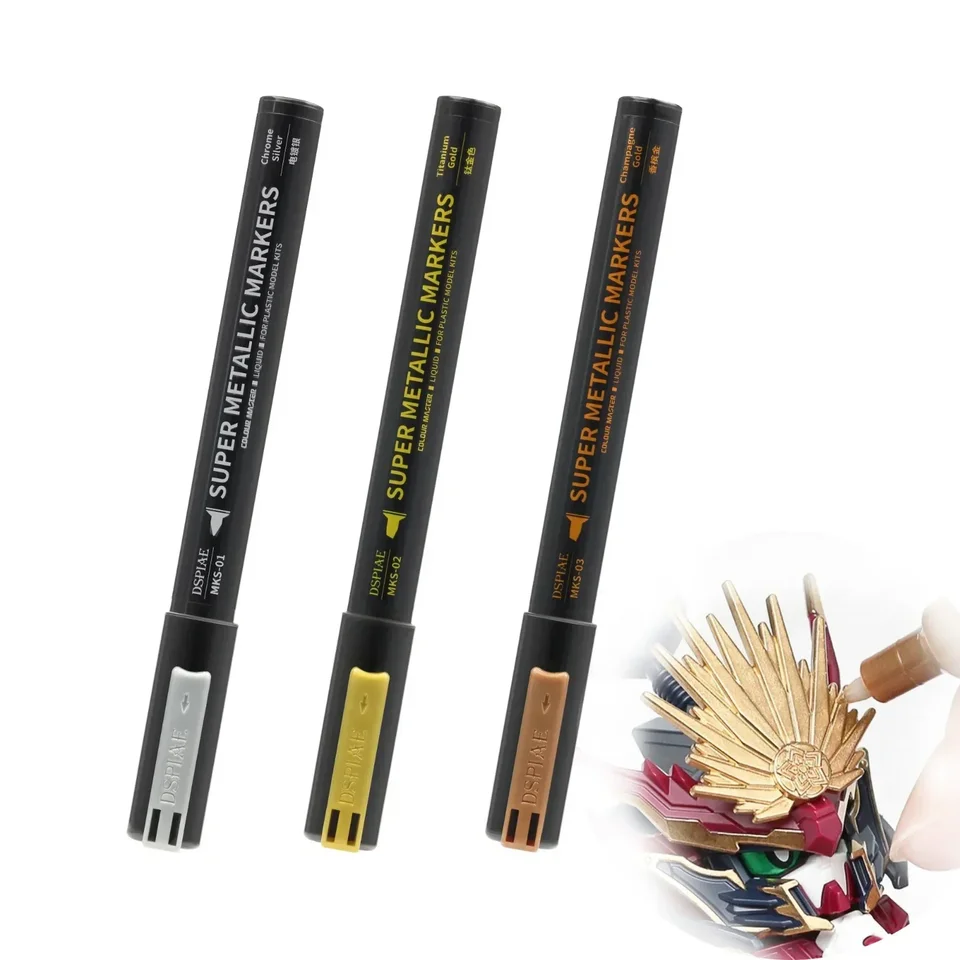 Dspiae mks super metalická farba chróm strieborný titánový zlatý šampanský zlatý farebný marker perá pre gundamový model maľba DIY Nástroj