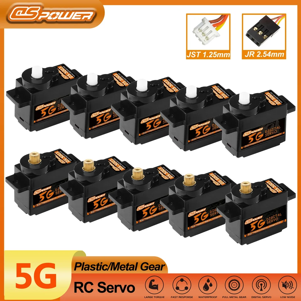 DSPOWER 5G PLASTOVÝ/METOVÝ GEVER JST/JR Digital Micro Servo pre RC CAR Hračky lietadla DRONE DRONE QUADkoptér s pevným krídlom WLTOYS K969 K989
