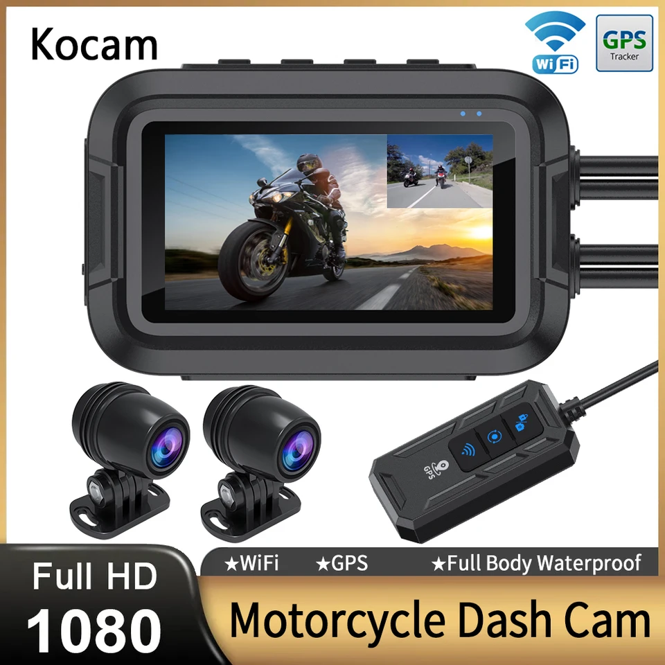 DUAL 1080P Motocykel DVR DVR celého tela nepremokavá Moto Camera WiFi GPS Dash Dash Cam predné zadné zadné hnacie video zapisovač Čierna skrinka