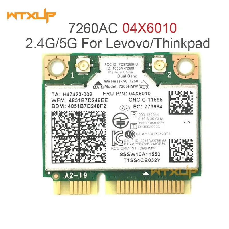 Dual Band Wireless-AC 7260HMW 7260AC FRU: 04x6090 04x6010 pre Lenovo ThinkPad S1 S440 S540 E440 E540 Half Mini PCI-E WiFi karta WiFi Card