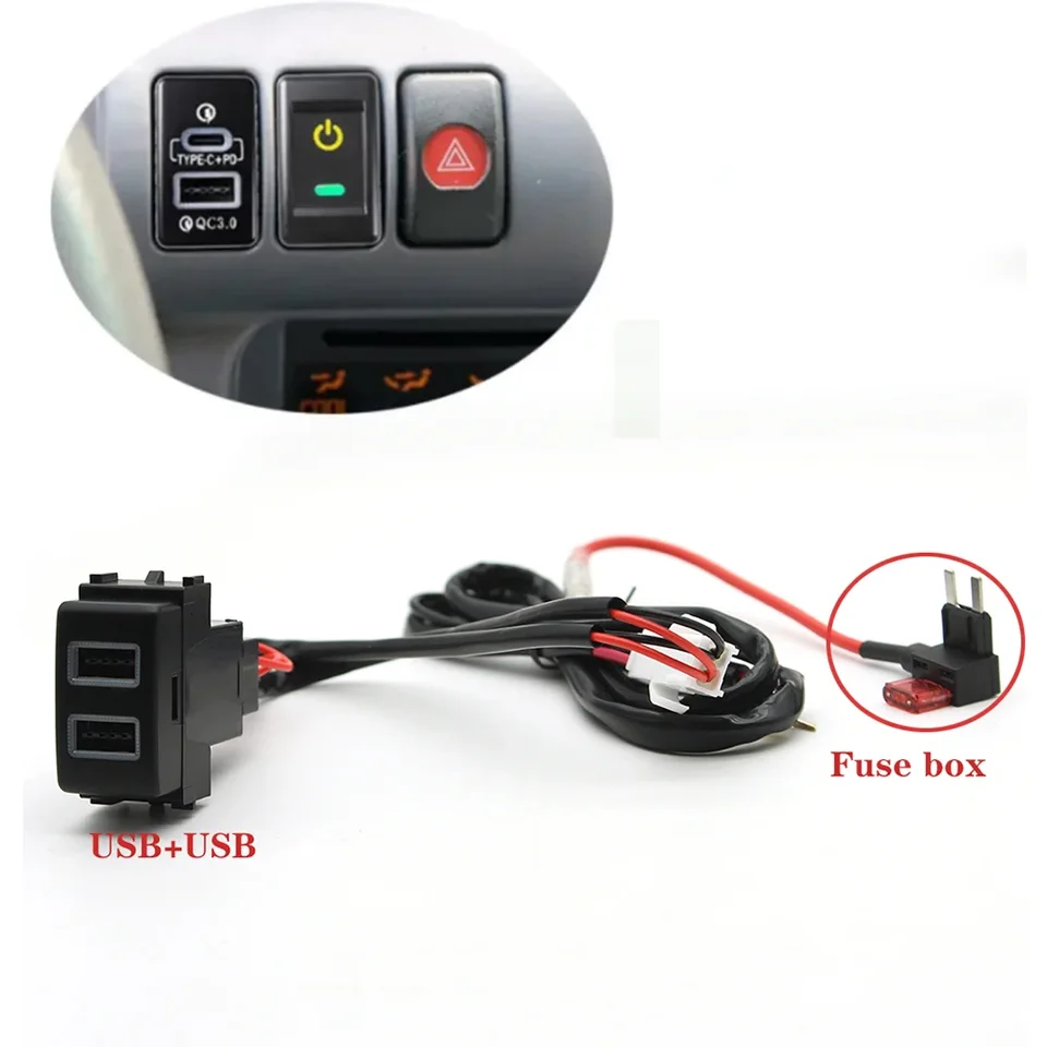 Dual CAR QC3.0 Nabíjačka rýchla nabíjačka typu C PD USB nabíjačka Rozhranie pre Nissan Patrol Y62 X-Trail Sunny Sylphy Teana