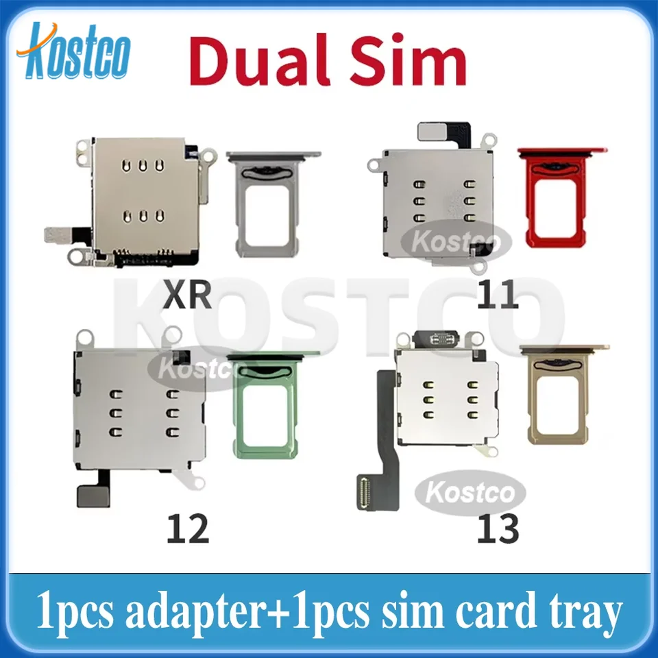 Dual SIM Card Reader Connector Flex káblová karta podnosový držiak slot pre iPhone 11 12 13 Pro Max