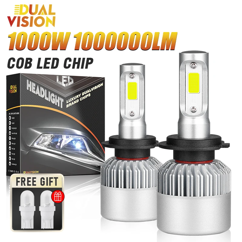 DualVision H1 H4 H13 LED svetlomety Auto LED žiarovky Canbus Super Bright 9005 HB3 9006 HB4 Svietidlo HEATLAMP 5000K 6000K 8000K 1000W