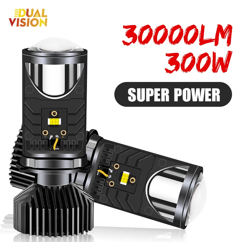 DualVision H4 LED projektor Projektor projektor projektor s ochladením ventilátora 300 W 30000LM Automobile HI LO BEAM BULB 12V 6500K