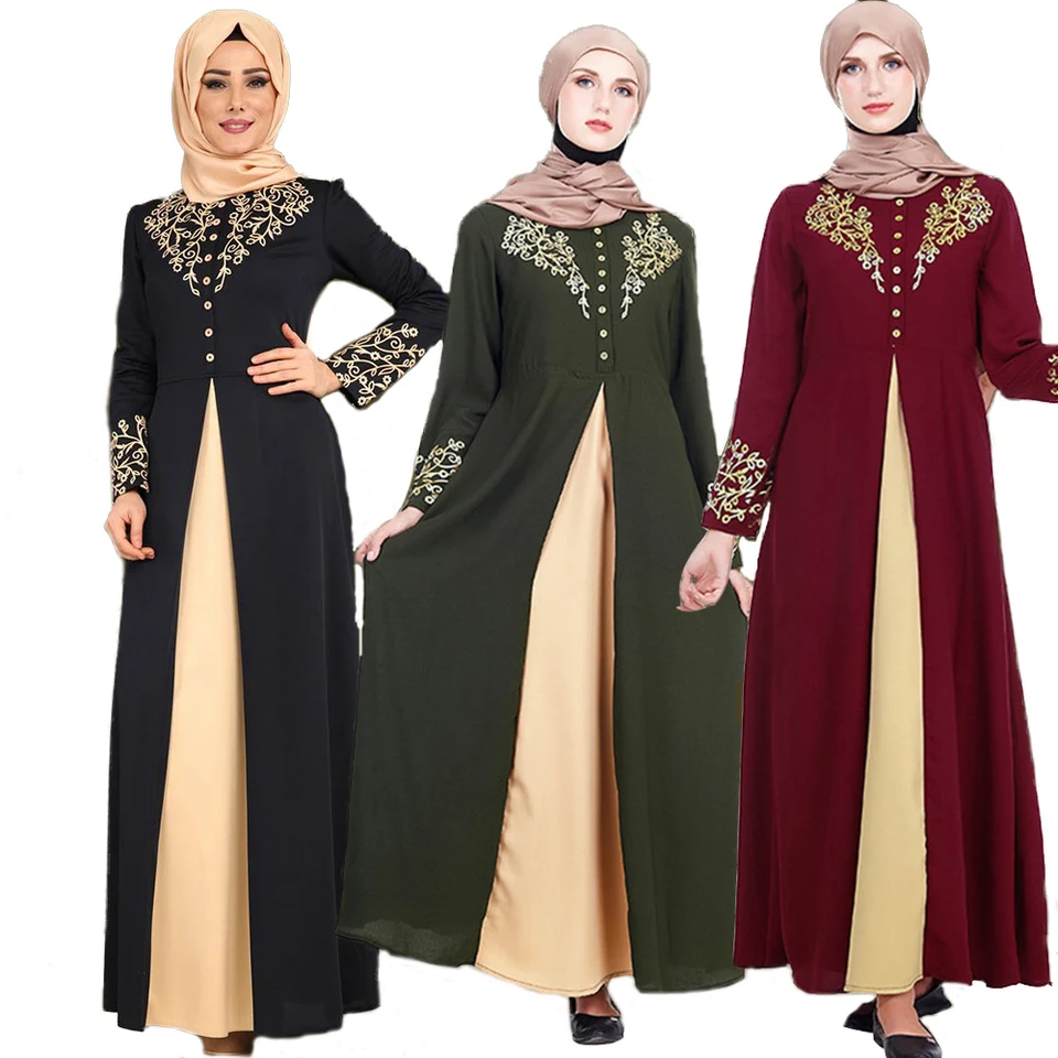 Dubajské islamské oblečenie kaftan arabské rúcho Vytlačte moslimské šaty s dlhým rukávom Abayas pre ženy turecké Eid Mubarak Elegantné šaty 2021 2021