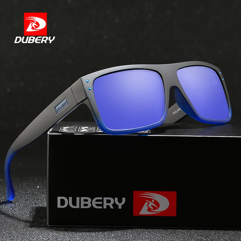 Dubery Vintage Slnečné okuliare Polarizované pánske slnečné okuliare pre mužov, ktorí riadia čierny štvorcový štvorec Oculos Muž 8 farieb Model D911