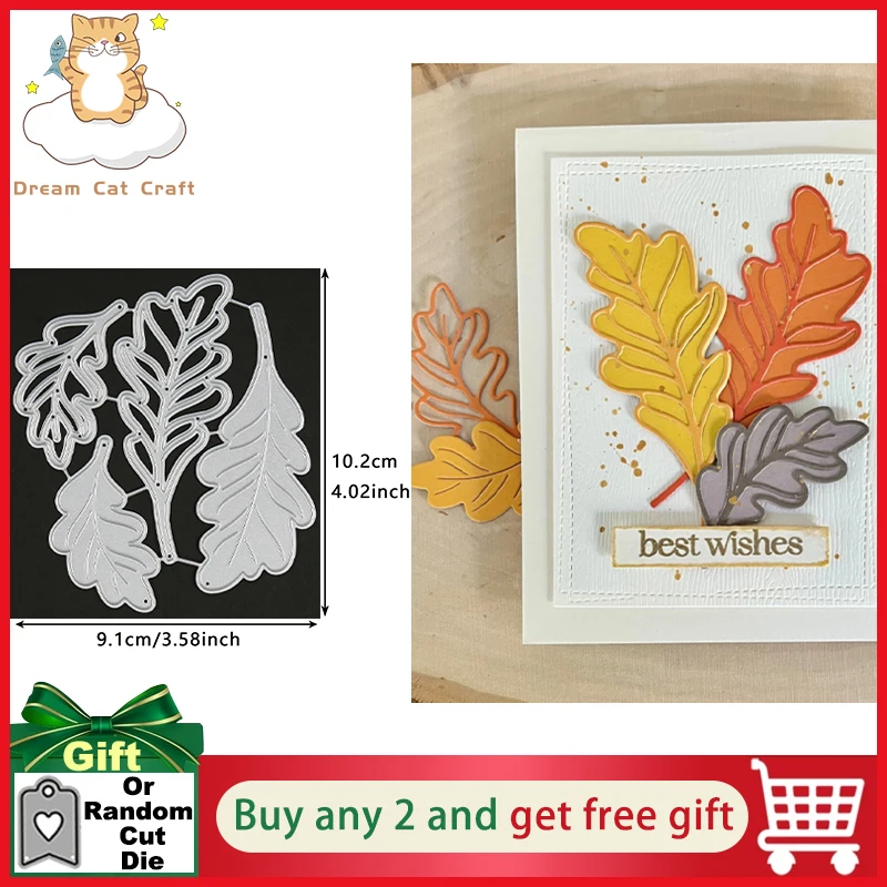 Dubové listy kovové remeselné matričky Fall List Rezatie Die Die na DIY Scrapbooking Paper Ručne vyrábané formy 2023 Razenie Nové pohľadnice Stencils