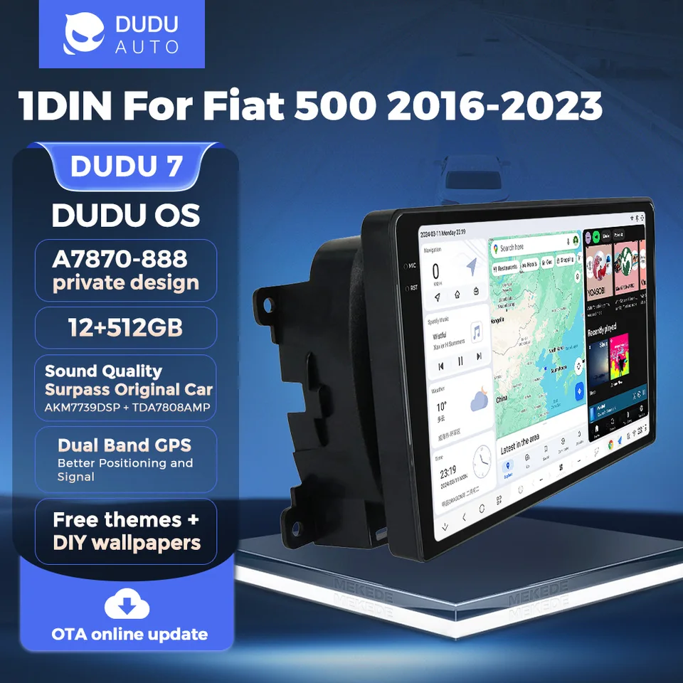 Duduauto Dudu7 1Din Android 13 2K Car Radio pre Fiat 500 2016-2023 Fiat 500L 2012-2017 Multimediálny hostiteľ WiFi GPS BT DSP CarPlay