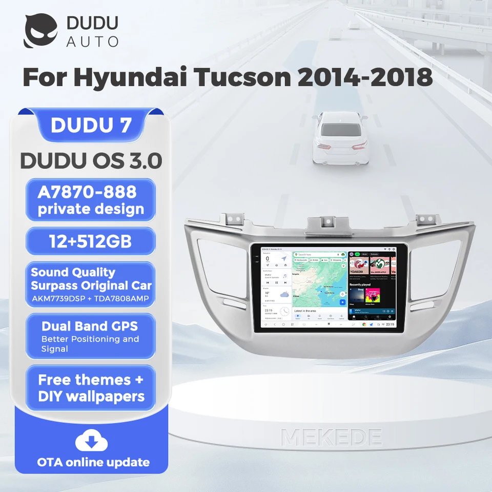 Duduauto Dudu7 A7870-888 2K obrazovka Android CarPlay Auto Car Radio Multimedia Player 4G pre Hyundai Tucson IX35 3 2015 2016 -2018