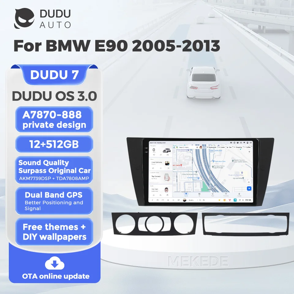 Duduauto Dudu7 Android 13 Car Radio Multimedia Video Player pre BMW E90 2005-2013 12+512G drôty CarPlay Auto Dual Band GPS GPS BT