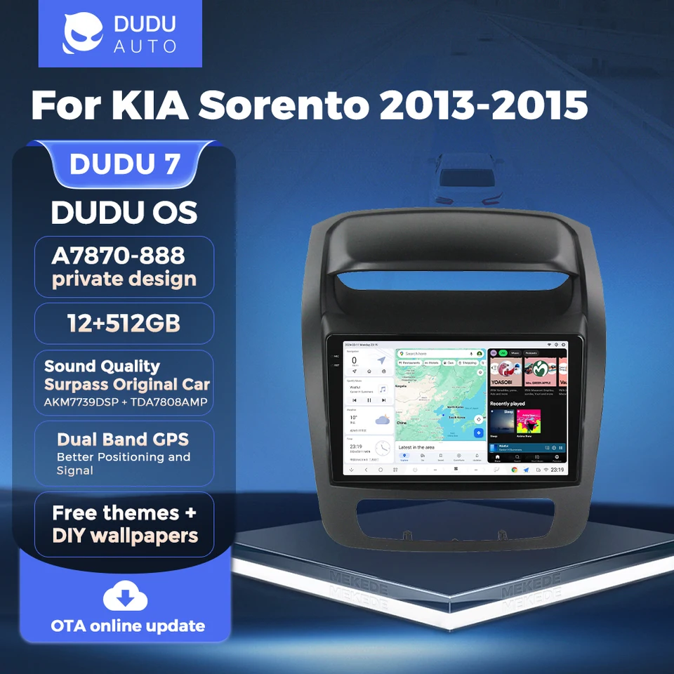 Duduauto Dudu7 CarPlay Car Radio pre Kia Sorento 2013-2015 2Din 2K A7870 Android Auto 12+512 GB AKM7739 DSP GPS WiFi BT5.0 4G RDS