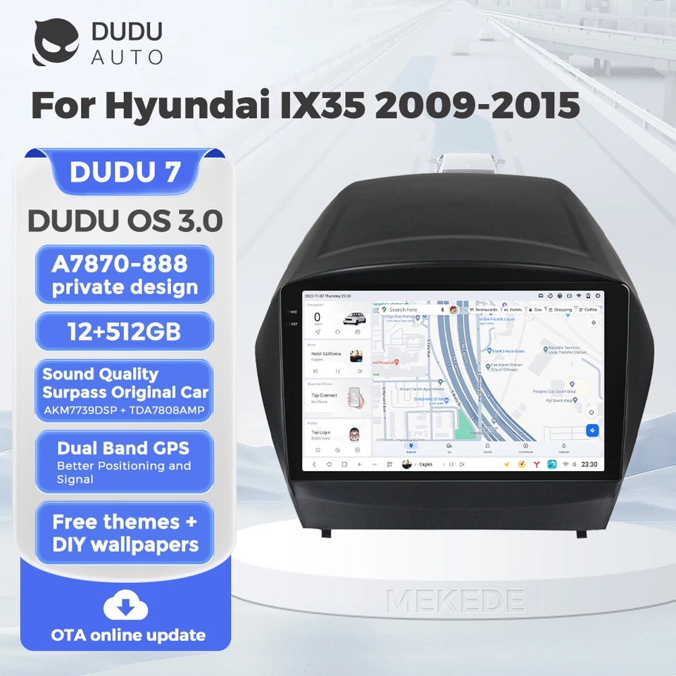 Duduauto YL888 7870 Android13 Multimediálna navigácia pre Hyundai IX35 2009-2015 12+512 GB Wireless CarPlay Stero Player