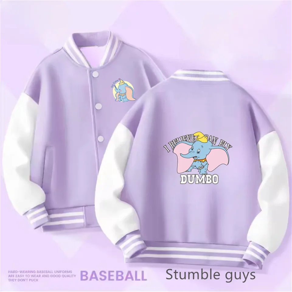 Dumbo baseball uniforma detské oblečenie chlapci Teen Jacket Tops Tops Autumn a Winter Long Ruckve Sonic One Piece Hoodies