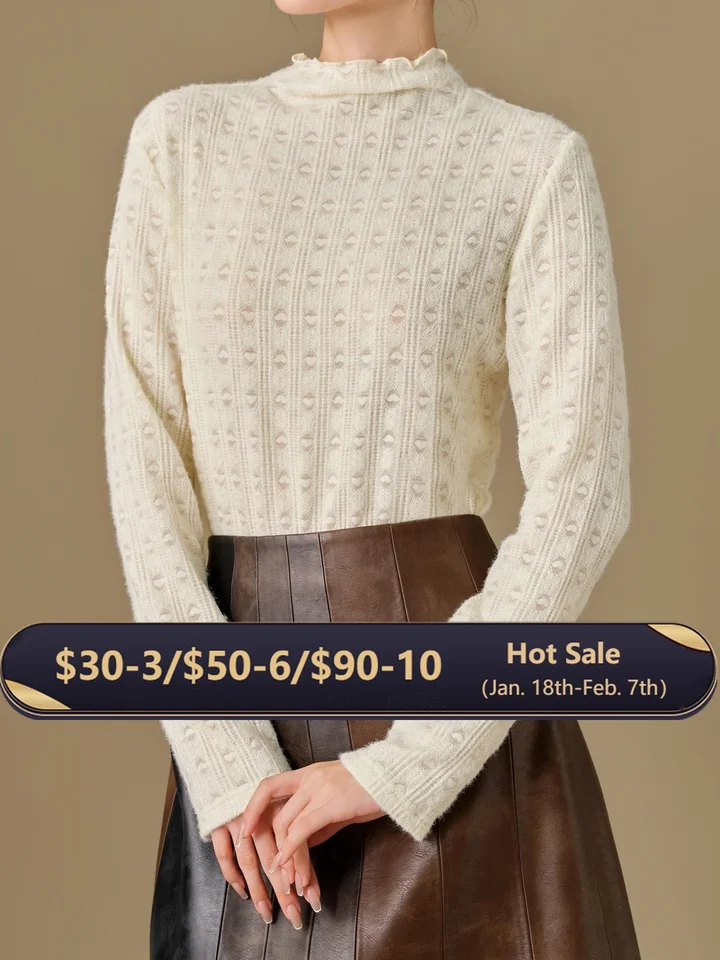Dushu 【2 farby】 Ženy Pullover Dotknus košele Mock krk Lace Design ženský béžový béžový gentle s dlhým rukávom topy čierne top 24ds84356
