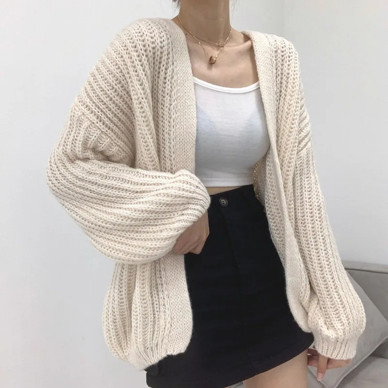 Dutého lenivého vetra y2k sveter vinobranie náhodné lampa rukávy pletené ženy Cardigan Harajuku Sweater Jeseň Tops Coat 23328