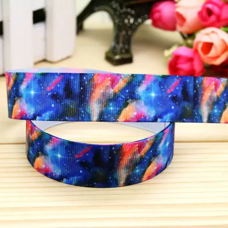DUWES 7/8 '' Galaxy Tlačené grosgrain Ribbon Hair LOW pokrývky pokrývok večierky DEKORÁCIA WOLESALE OEM 22MM H5272