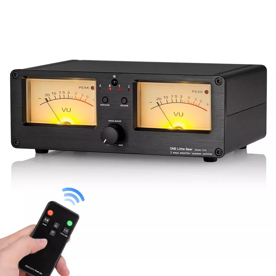 Duálny analógový VU Meter úroveň zvuku DB Panel Displage Dis-Worth Zosilňovač / prepínač reproduktora voliteľ