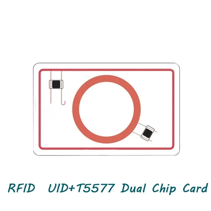 Duálny frekvenčný čip RFID inteligentná tenká karta 125kHz T5577 13,56MHz UID Write Wrible Tag Tag Copy Clon Copier Duplicator Token