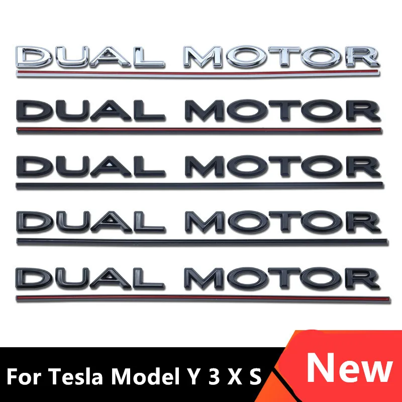 Duálny motor podčiarknutý znak pre Tesla Model Y 3 XS CAR STYLING Vysoko výkonný kmeň kmeň odznak Chrome Čierna červená